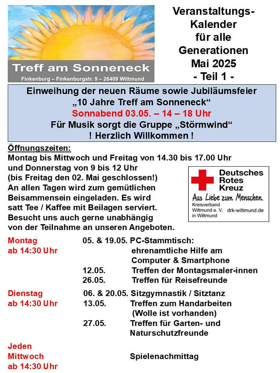 Veranstaltungskalender Sonneneck