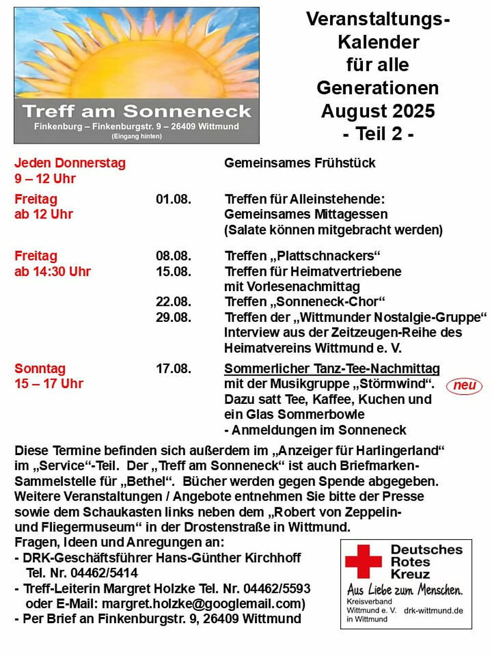 Veranstaltungen für Senioren 