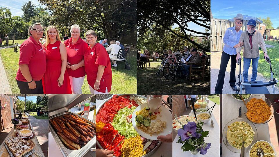 Schöne, sonnige Erinnerungen an unser Sommerfest Eindrücke vom Sommerfest 2026 der DRK Tagespflege Holtriem mit Mitarbeitenden und Gästen im Garten sowie Kuchen-, Grill- und Salatbuffet
