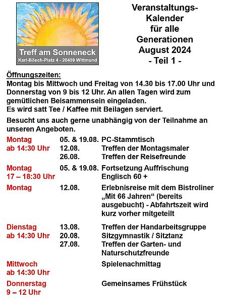 Veranstaltungskalender August 2024