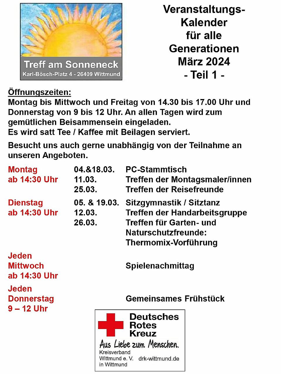Veranstaltungskalender März 2024 I
