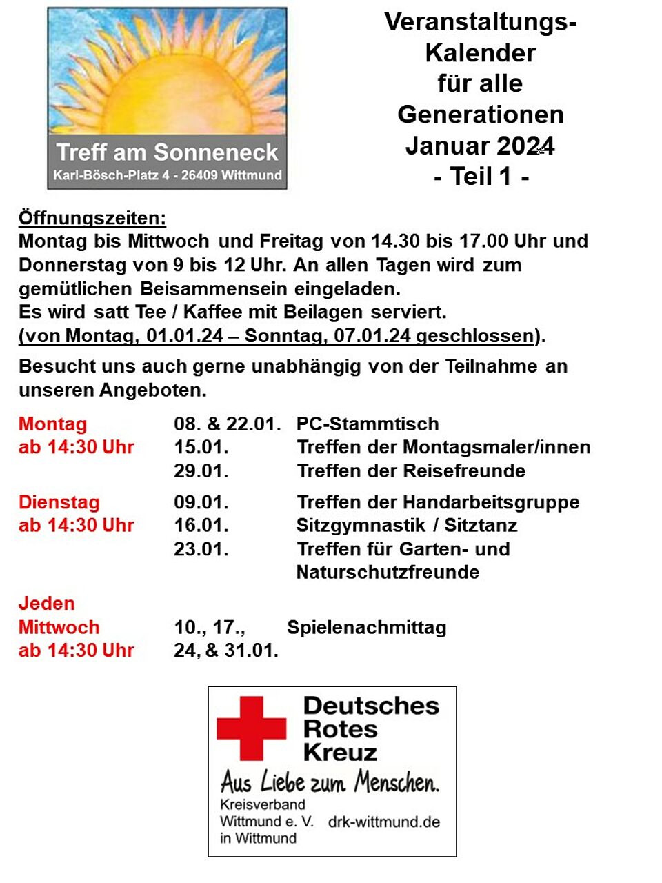 Veranstaltungskalender Januar 2024 II