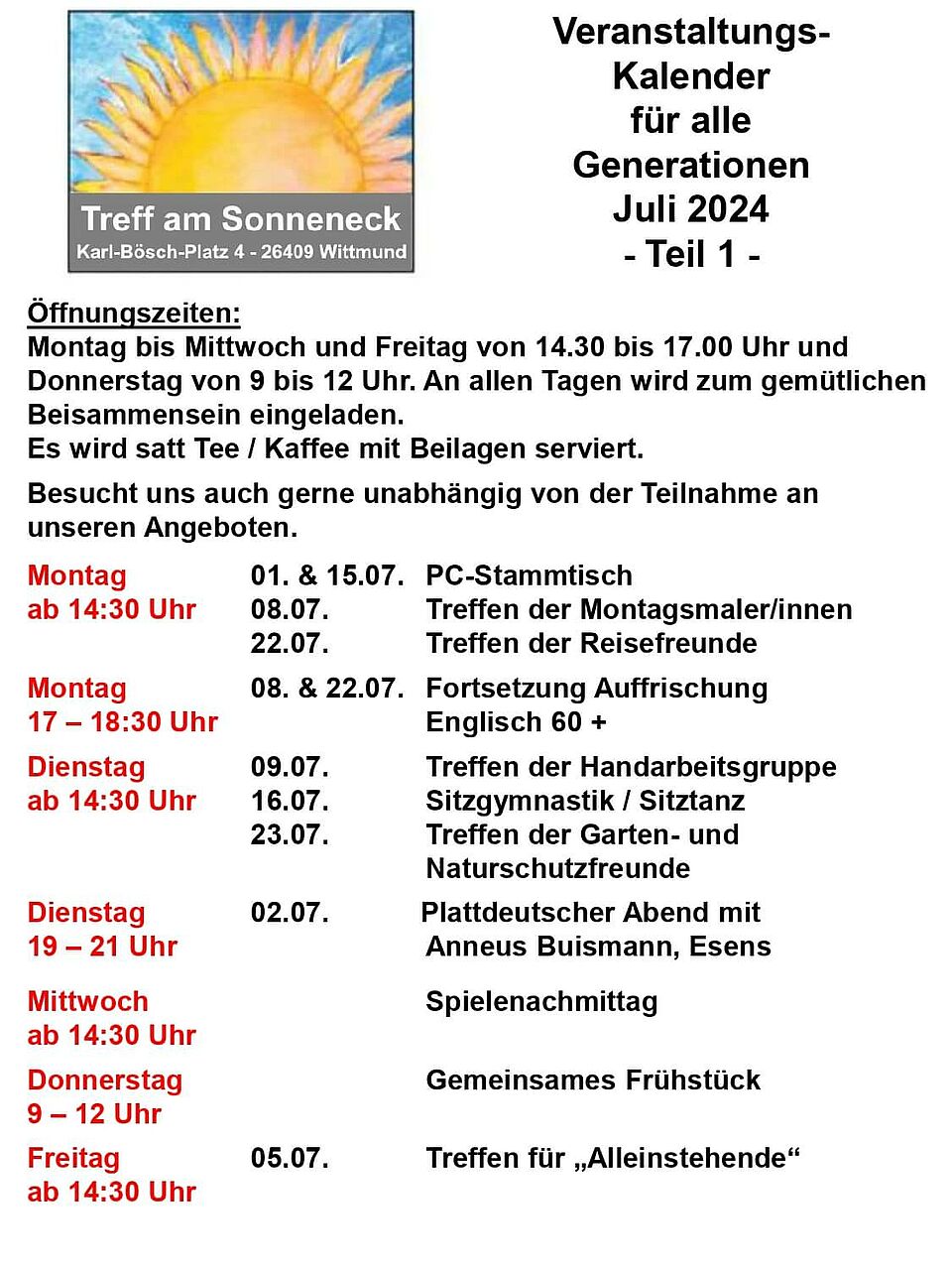 Veranstaltungskalender Juli 2024 Teil1